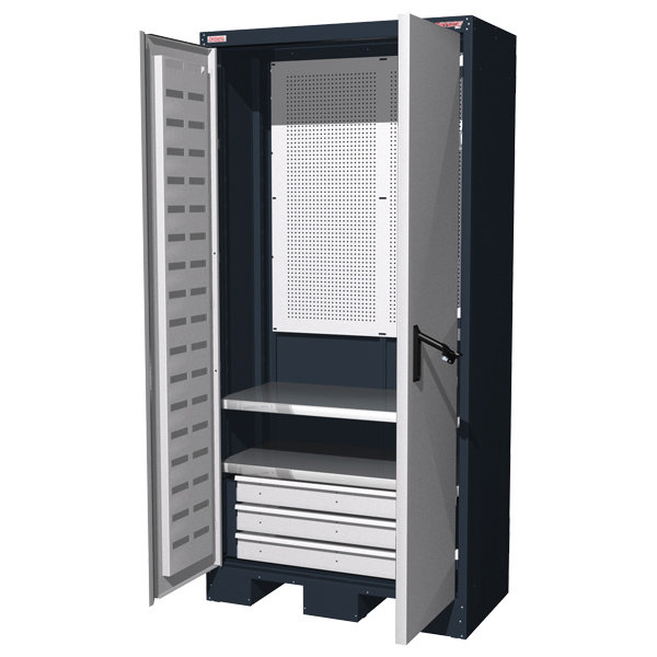 Шкаф инструментальный Титан с  3 ящ. и 2 полками 950х500х1950мм -темно серый/белый 08.3032-7016/7700