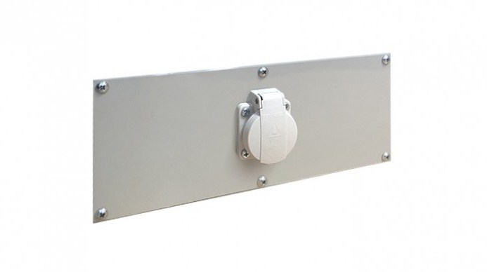 Панель для коммуникационного короба с розеткой 220В серая FERRUM 41.9115-7001