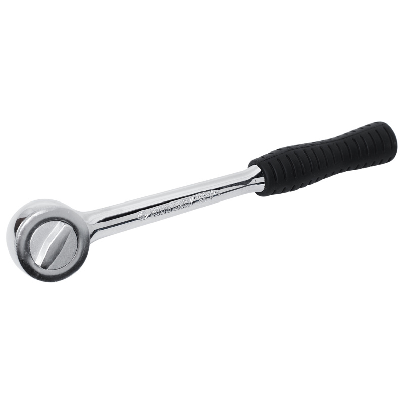 KING TONY Трещотка 1/2", 250 мм, 45 зубцов, дисковый механизм, резиновая ручка  4725-10GR