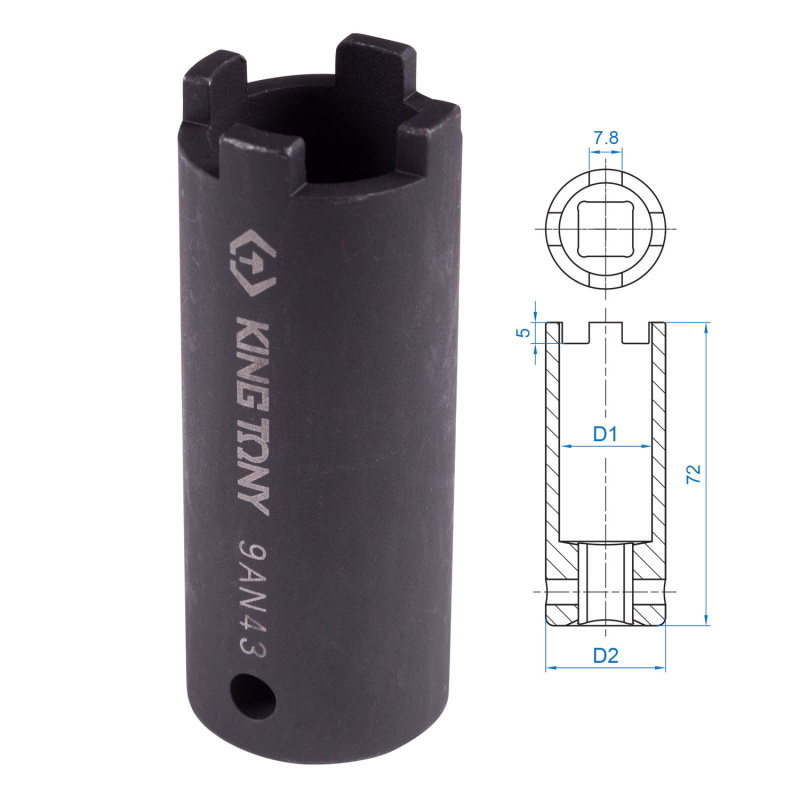KING TONY Головка для демонтажа дизельных форсунок MAN 422/403, Benz Truck, Scania 1/2" 9AN43