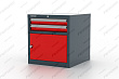 Тумба "Premium" с 2 ящиками и дверью 565х600х600h мм. (7016 Серый_антрацит_корпус, 3000 Красный_ящики/двери) FERRUM 15.212-7016/3000